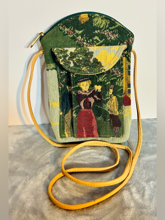 Vintage Handbags - Vintage Tapestry Golf Scene Crossbody Bag Boho Mini Purse Novelty ⛳️